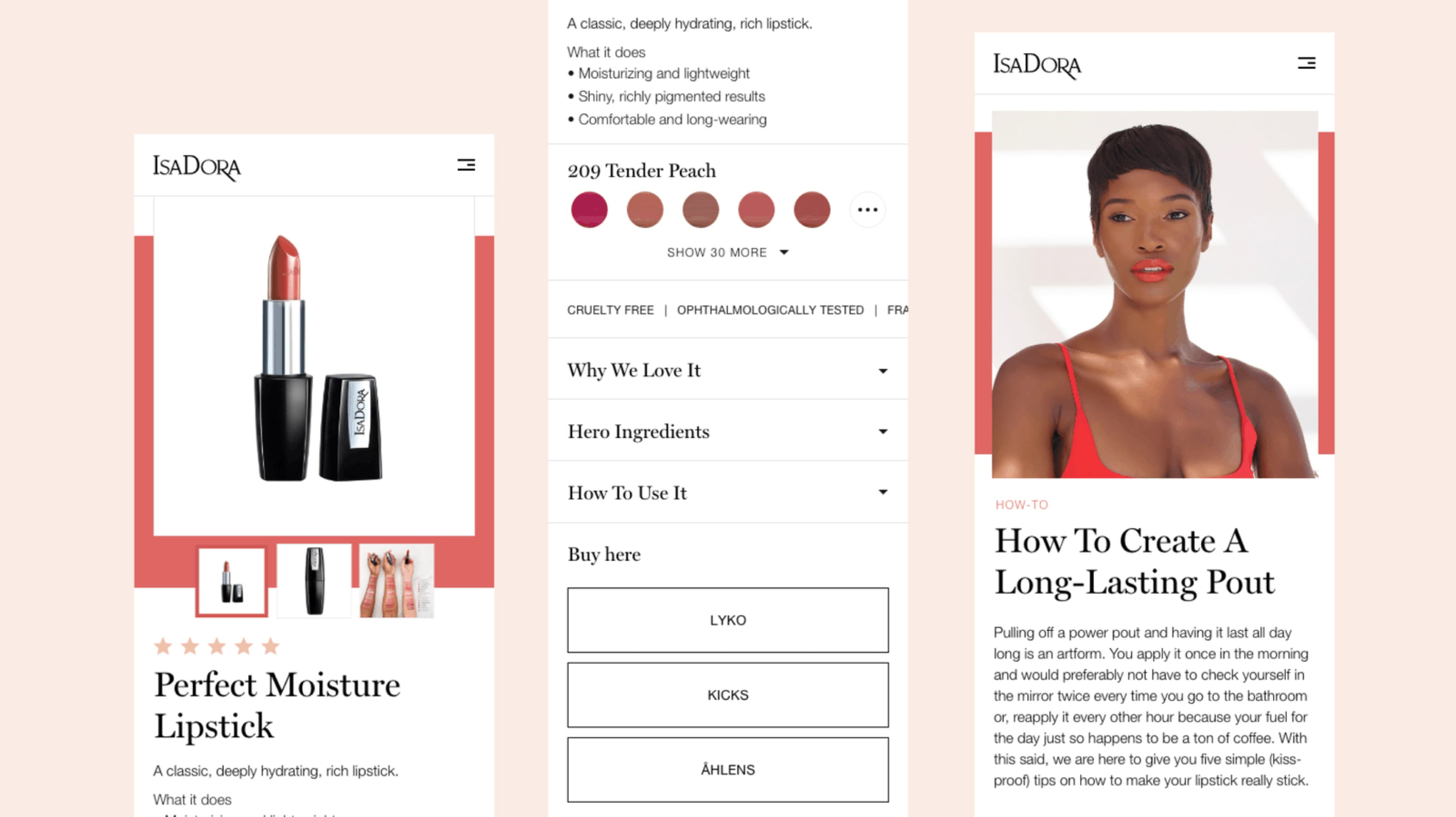 Isadora mobile view Isadora mobile view